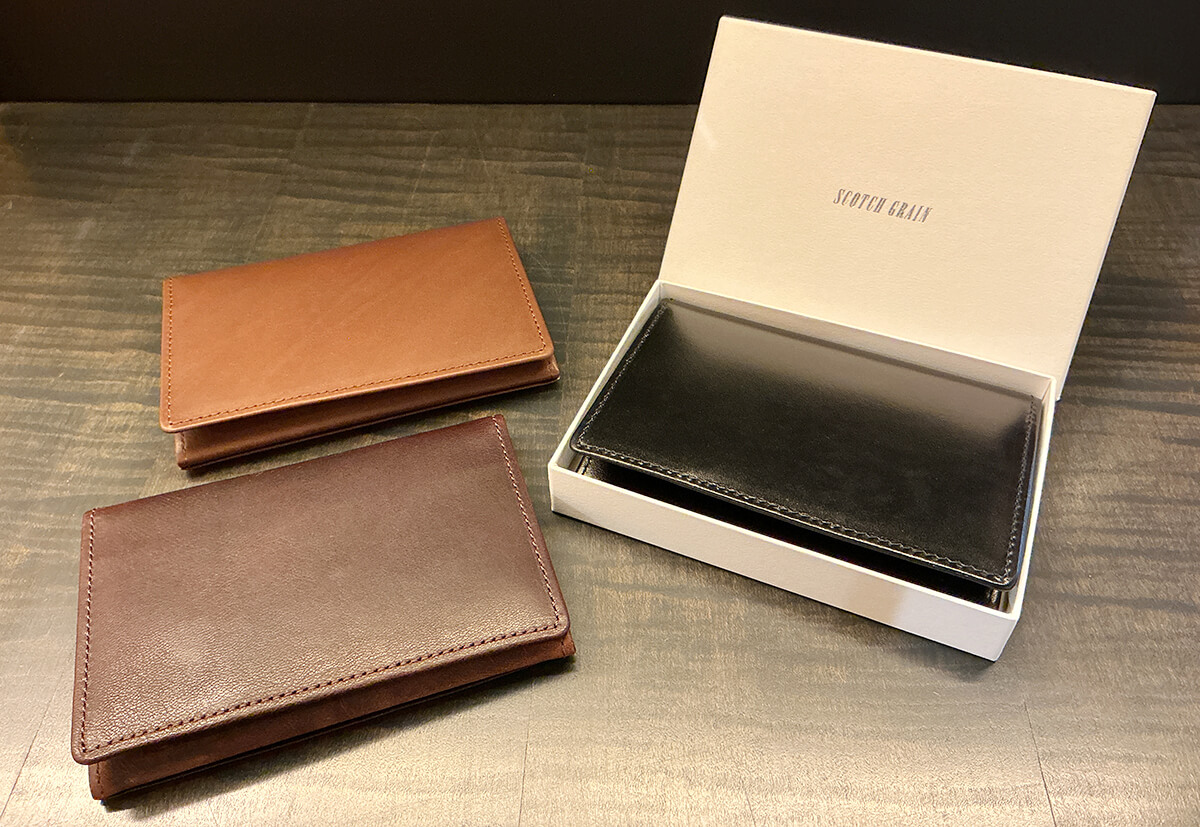 化粧箱入りスコッチグレインオリジナル名刺入れ